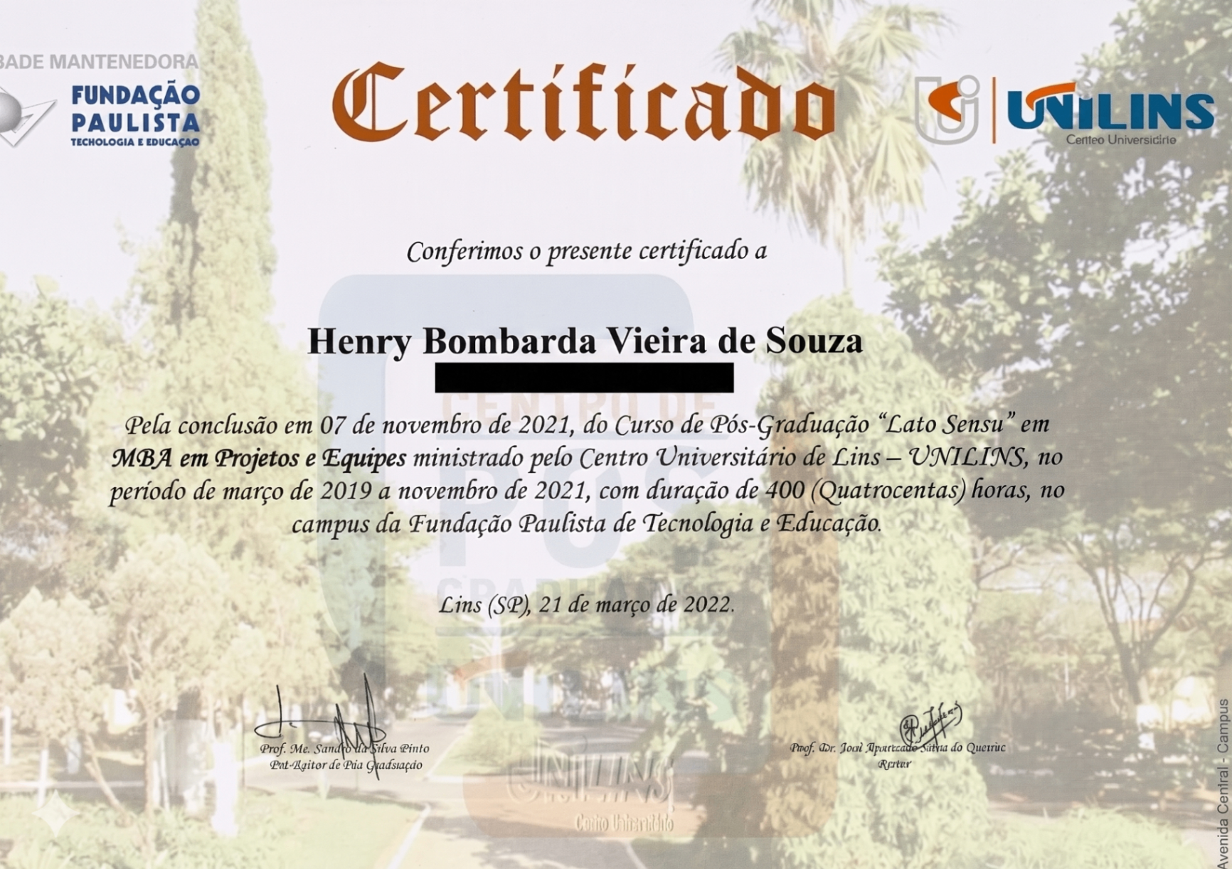 MBA em Projetos e Equipes
